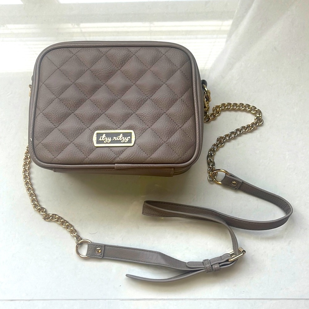 Itzy Ritzy Taupe Diaper Clutch Crossbody Vegan